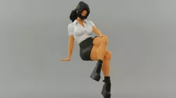 Beautiful Young Girl In A Mask Sitting on a Bench 3D Print Model