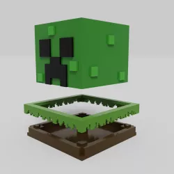 Creeper Plantpot Minecraft (with water tray) recessed...