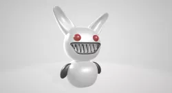 Creepy rabbit with pointy teeth