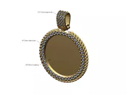 Cuban link halo round diamond memory picture pendant 3D print model