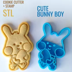 Cute Easter Bunny Boy Cookie Cutter and Stamp