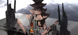 cyberpunk AsianTower Floating Kitbash 3