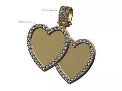 Double heart diamond memory pendant with bail 3D print model