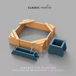 MINIATURE Sandbox / Planter box, Deck Planter and Railing Planter for Dollhouse