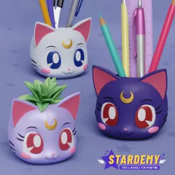 Sailor Moon Cats Luna Artemis Diana Planters Pack Print in Place