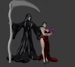 Sexy vampire lady and death specter
