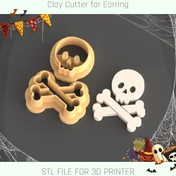 Skull with Bones Halloween Clay Cutter