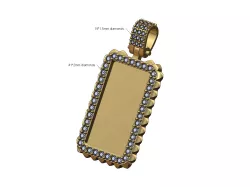 Spikes rectangular diamond bail memory pendant 3D print model
