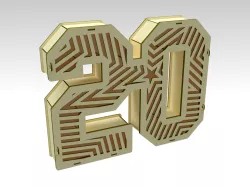 3D Number 20 Gift Box Design For Laser Cut & CNC Router