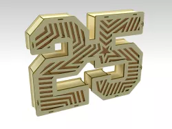 3D Number 25 Gift Box Design For Laser Cut & CNC Router