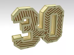 3D Number 30 Gift Box Design For Laser Cut & CNC Router