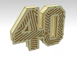 3D Number 40 Gift Box Design For Laser Cut & CNC Router
