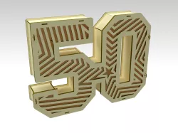 3D Number 50 Gift Box Design For Laser Cut & CNC Router