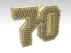 3D Number 70 Gift Box Design For Laser Cut & CNC Router