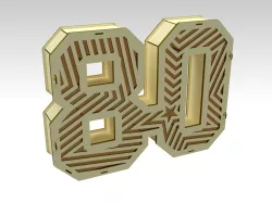 3D Number 80 Gift Box Design For Laser Cut & CNC Router