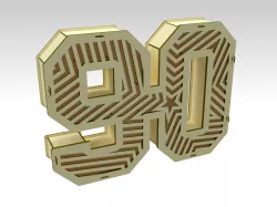 3D Number 90 Gift Box Design For Laser Cut & CNC Router