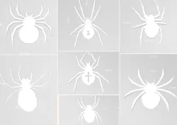 7 Spider Silhouettes, Arachnid Outlines, Orb Weaver, Hourglass Spider, Stencils