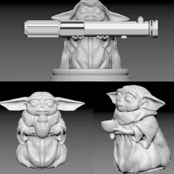 Baby Yoda (Grogu) 3x (with bowl, with porg, jedi)
