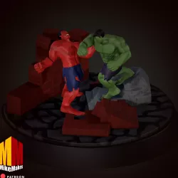 Battle of The Hulks Diorama (Red Hulk vs The Incredible Hulk Diorama) STL
