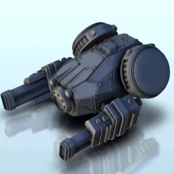 Compact dual-barrel drone 3 (+ supported version) - Vehicle aircraft SF Science-Fiction