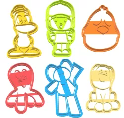 cortante cookie cutter pocoyo galletitas 8cm pack set x6 pato loula pulpo pajaron