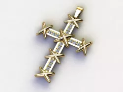 Cross Necklace Classic Diamond Pendant 3Dmodel 3D print model 19