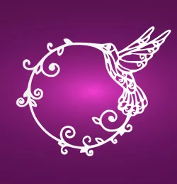 Decorative mural, panno, wall decoration, frame. Hummingbird.