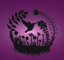 Decorative mural, wall decoration, panno. Hummingbird.