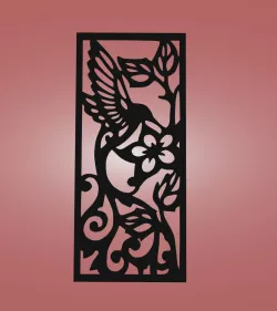 Decorative mural, wall decoration, panno, hummingbird