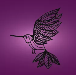 Decorative mural, wall decoration, panno. Hummingbird.