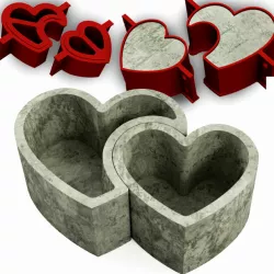 Double Heart Pot Mold | Valentine's Day | Dia de los Enamorados | Molde Maceta Corazón Cement