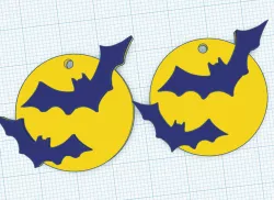 full moon and bats earrings
