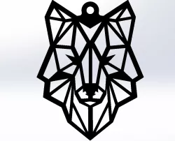 geometric wolf keychain