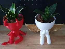 GOOD vs EVIL - ANGEL ROBERT - DEVIL ROBERT - ROBERT PLANTERS - LITTLE PEOPLE PLANTERS