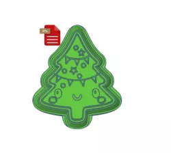 Kawaii Christmas Tree Cookie Cutter and Stamp STL FILE