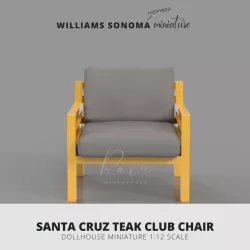 Miniature Furniture Chair, Santa Cruz Teak Club Chair 3d Model for 1:12 Dollhouse, Miniature Chair