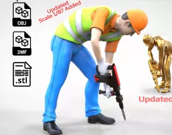 N2 Construction Worker 1 64 Miniature With Electric Jack Hammer