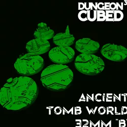 NECRON ANCIENT TOMB WORLD BASES 32MM - SET B