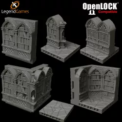 OpenLOCK Wizards Library Bookcase set - Necromancer Set - LegendGames
