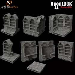 OpenLOCK Wizards Library Empty Shelf Bookcase set - LegendGames