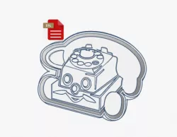 Retro Toy Telephone Cookie Cutter and Stamp