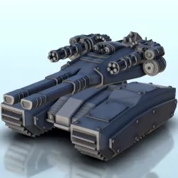 Sci-Fi tank with main gun and miniguns 4 (+ supported version) - Vehicle tank SF Science-Fiction