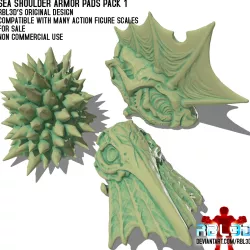 Sea shoulder armor pads pack 1 (motu compatible)