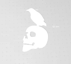 Skull with Crow, Raven, Skull Outline, Silhouette, Halloween Stencil, Projection
