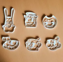 x6 Video game molds: Bendy's ink machine / cuphead kit - characters