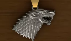3D Printable wolf pendant