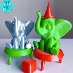 Adorable Print In Place Brother Sister Elephant Toys