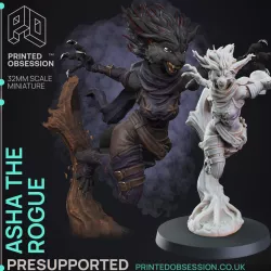 Asha - Tabaxi Rogue - PRESUPPORTED - 32mm scale