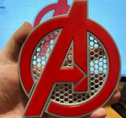 Avengers Logo with hexagon grid