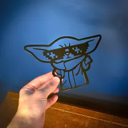 Baby yoda thug life 2D Decor Wall art stencil silhouette siluet